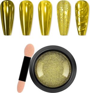 پودر کروم ناخن طلایی